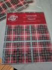 Christmas House holiday Tablecloth plaid  52 x70   Lot Of 3  New