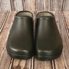 Sz 8 Wide Womens Klogs Dusty Black Leather Slip Resistant Nurse Clogs Nwob