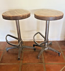 Pair Of Vintage Mid-century Modern Industrial Swivel Stools  set Of 2 