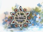 Rare Old St Louis Micro Mosaic Six Point Star Forget Me Knot Flowers Pin Brooch