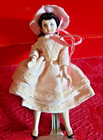 5  Dollhouse Miniature Young Girl Porcelain   Cloth Doll Dressed In Pink