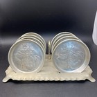 Vintage Everlast Forged Aluminum Coasters With Tray Set Of 8 Floral Embossed