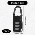 5 Packs Combination Luggage Lock  3 Digit Combinations Padlock  Black Small Pass