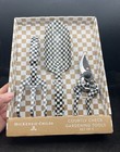 New In Box Mackenzie-childs Courtly Check 3 Piece Set Of Gardening Tools