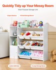 Uimoso 4-tier Kids Toy Storage And Bookshelf With 8 Flexible Plastic Bins White
