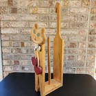 Vintage Handmade 80s Wooden Cat Toilet Paper Rolls Holder Standing Wood 24  Tall