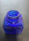 Nice Old Antique Square Cobalt Blue Glass Inkwell   No Chips 