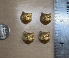 Vintage Raw Brass Kitten Head W  Bow High Relief 13mm Nos Jewelry Finding