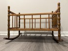 Vtg Rustic Country Folk Art Wood Baby Doll Rocking Crib Cradle 25    L 18    H 14    W