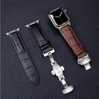 For Apple Watch 11 10 9 8 7 Se Butterfly Clasp Leather Band Strap 42 45 46 49mm