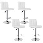 4 Pack Adjustable Swivel Bar Stools Pu Leather Chair Back Home Indoor White
