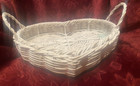 Vintage White Wicker And Wire Large Heart Shaped Basket