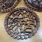 Carved Wood Chinese Camphor Style 3d Wall Decor Characters Hanging Set Of 3