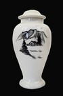 Bering Sea Originals Hand Painted White Porcelain Urn 11 
