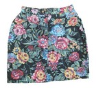 Vtg 90   s Washed Black Denim High Waist Floral Mini Skirt Size 11 26w Made In Usa