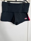 Von Dutch Womens Large Black Pink Logo Foldover Mini Shorts Skort Y2k 2000 s