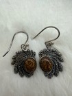 Vintage  925 Sterling Silver Tiger Eye Earrings 