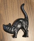 Vintage Cast Iron Black Cat Doorstop 3 Lbs 8 2 Oz Eyes Scared Arched Back  