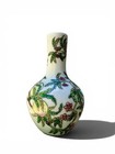 Vintage Chinese Guangxu Mark Famille Rose Peach Porcelain Vase Jingdezhen Style