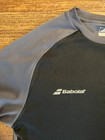 Babolat Men   s Play Black grey Size M Tennis T-shirt Crew Neck