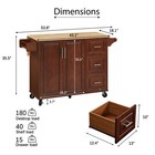 Rolling Kitchen Island With Drop Leaf Countertop  Storage Cabinet And Tower Rack