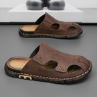 Mens Casual Leather Sandals Close Toe Beach Slippers Slides Outdoor Shoes Light