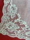 Vintage Alencon Lace Hand Embroidery Floral Scalloped Bridal Hankie