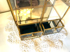 Glass   Brass Mirror Vtg 2 Drawer Vtg Jewelry Box Curio Display Cabinet 3x7x10 