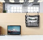 3-pocket Wall File Organizer  Black - Hanging mounted  2 Hooks   Label Panel