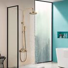 Antique Brass Shower Faucet System Wall Mount Rain Shower Head Combo Mixer Taps