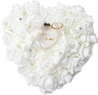 Wedding Ring Pillow  Irovy Ring Bearer Holder Pillows Heart Shape Rose Lace C   