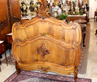 French Antique Carved Solid Walnut Louis Xv Full Size Bed