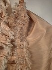 Victorian 19th C Silk Dress Panel W Feathered Box Pleat Edging
