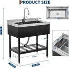 36 Inch Single Bowl Utility Kitchen Sink Stainless Steel Commercial Laundry Sink
