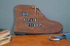 Vintage Cowboy Boot Repair Shoe Trade Sign Western Ranch Cobbler Advertising