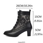 Women s Lace Flower Ankle Boots Mid Block Heel Faux Leather Casual Shoes Party