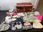 Vintage Red Steamer Doll Wardrobe Trunk Case Large With Clothes   Acc  18   x9   x9   