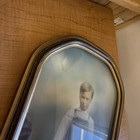 Antique Curved Bubble Glass Convex Picture Frame Photo Of Child  17    X 11        
