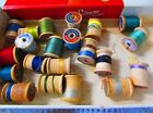 Vintage Wooden Sewing Spools Lot In Vintage Cigar Box