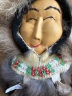Vintage Alaska Eskimo Doll Handmade Fur Leather Beads  Large 15 Inches