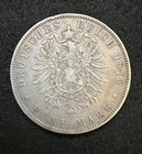 1875 E  90 Silver Germany Kingdom Of Saxony 5 Mark Coin