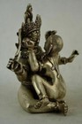Collectible Decorated Handwork Old Tibet Silver Carved Buddha Make Love Statue