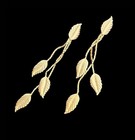 Vintage 14k Gold Plated Leaf Dangle Earrings 