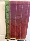 South Indian Red Green Gold Silk Saree W  Gold Stripe Border Women One Size