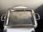 Silver Plate Tray Serving Handled Platter Footed Vintage Etched Patina