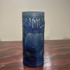 Vtg Hawaiian Tiki Mug Tumbler Libby - Ceramic- Blue Glazed Barware Totem Glass