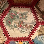 Vintage Crocheted Christmas Card Bowl Handmade Holiday Basket Mcm Religious