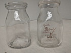  2  Vintage Ideal Milk Co Clear Glass Milk Bottle Portsmouth  Ohio Half Pint
