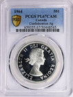 1964 Canada Silver Dollar Coin - Pcgs Pl67 Cam - Tied For Top Pop