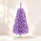 4ft Purple Artificial Christmas Tree With Warm Led Lights For Holiday Decor